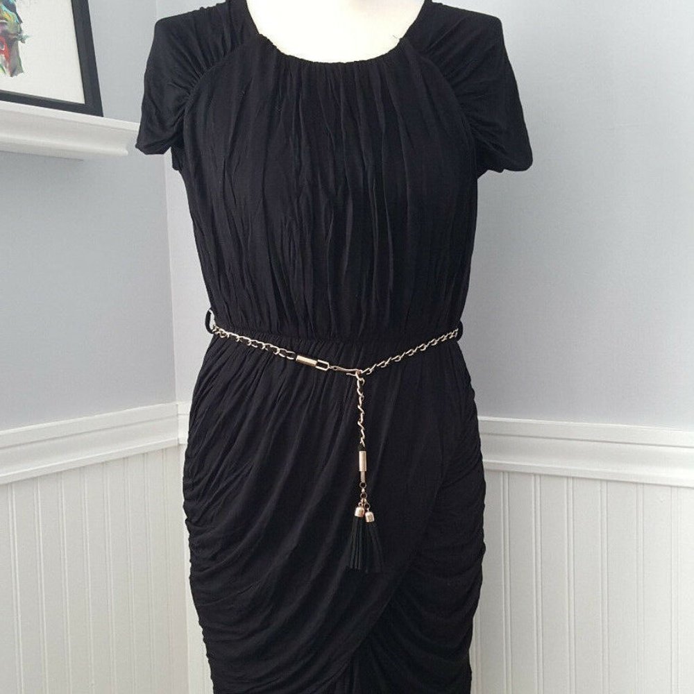 H&M ruched black dress sz M - Picture 1 of 5